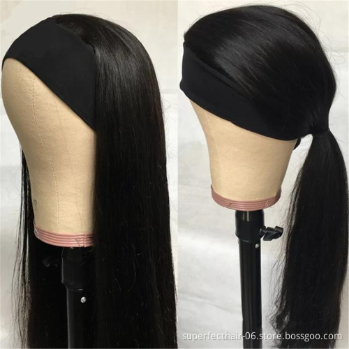 Kinky straight headband wigs italian yaki human ha headband wig human hair brown silicon headband for wigs